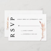 Blush Pampas Gras Minimalistische Trouwkaart RSVP (Voorkant / Achterkant)