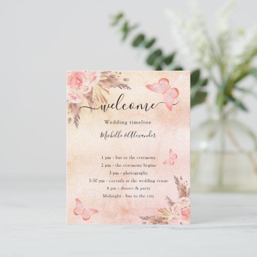 Blush pampas gras roos vlinder bruiloft (Staand voorkant)