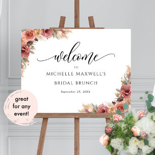 Blush Pampas Grass Bridal/Other Welcome Sign Poster