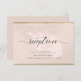 Blush Pampas Grass Calligraphy Reception Kaart