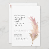 Blush Pampas Grass Minimalist Weddenschap Aankondiging (Voorkant / Achterkant)
