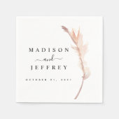 Blush Pampas Grass Minimalist Weddenschap Cocktail Servet (Voorkant)