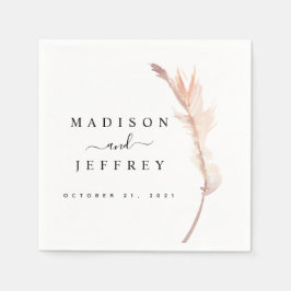Blush Pampas Grass Minimalist Weddenschap Cocktail Servet