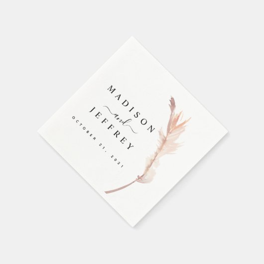 Blush Pampas Grass Minimalist Weddenschap Cocktail Servet (Hoek)