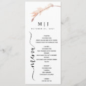 Blush Pampas Grass Minimalist Weddenschap Menu (Voorkant)