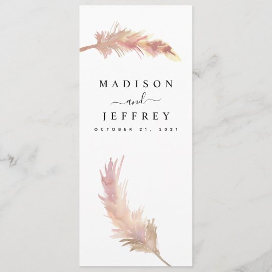 Blush Pampas Grass Minimalist Weddenschap Menu (Achterkant)