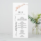 Blush Pampas Grass Minimalist Weddenschap Menu (Staand voorkant)