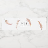 Blush Pampas Grass Minimalist Weddenschap Waterfles Etiket (Enkel label)