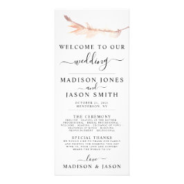 Blush Pampas Grass Minimalist Wedding Programme Reclamekaart