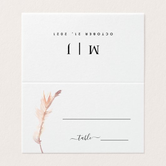 Blush Pampas Grass Minimalist Wedding Table Kaart (Buitenkant ongevouwen)