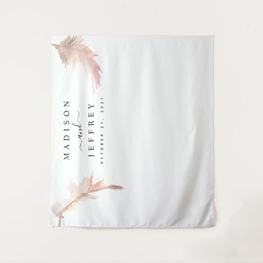 Blush Pampas Grass Minimalist Weduwachtergrond Wandkleed (Voorkant)