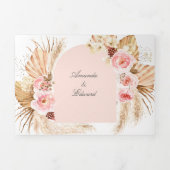 Blush Pampas Grass Modern Boho 3 in 1 Drieluik Uitnodiging (Cover)