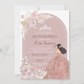 Blush Pampas Grass Quinceañera Invitatio Kaart (Voorkant)