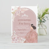 Blush Pampas Grass Quinceañera Invitatio Kaart (Staand voorkant)