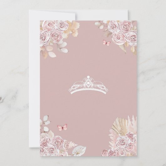 Blush Pampas Grass Quinceañera Invitatio Kaart (Achterkant)