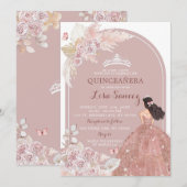 Blush Pampas Grass Quinceañera Invitatio Kaart (Voorkant / Achterkant)