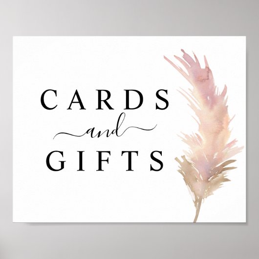 Blush Pampas Grass Wedding Cards & Gifts Sign Poster (Voorkant)