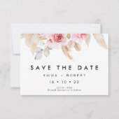 Blush Pampas Grass Wedding Save the Date Card Kaart (Voorkant)