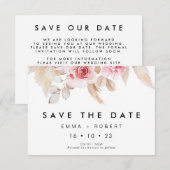Blush Pampas Grass Wedding Save the Date Card Kaart (Voorkant / Achterkant)