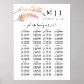 Blush Pampas Grass Wedding Seding Chart Poster (Voorkant)
