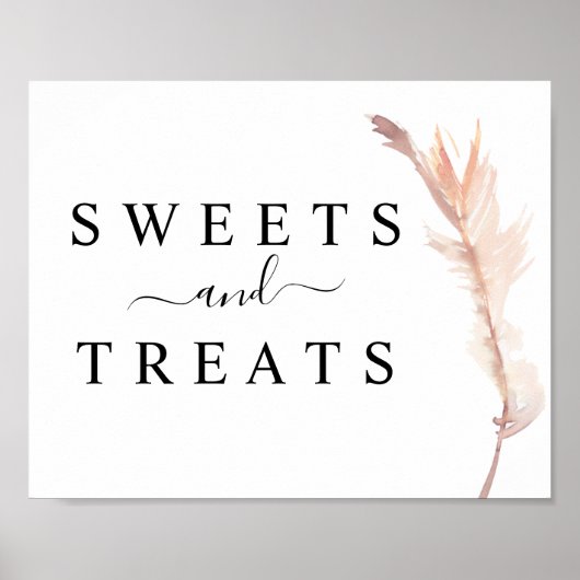 Blush Pampas Grass Wedding Sweets & Trees Sign Poster (Voorkant)