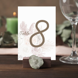 Blush Pampas Grass Wedding Table Number Card Kaart