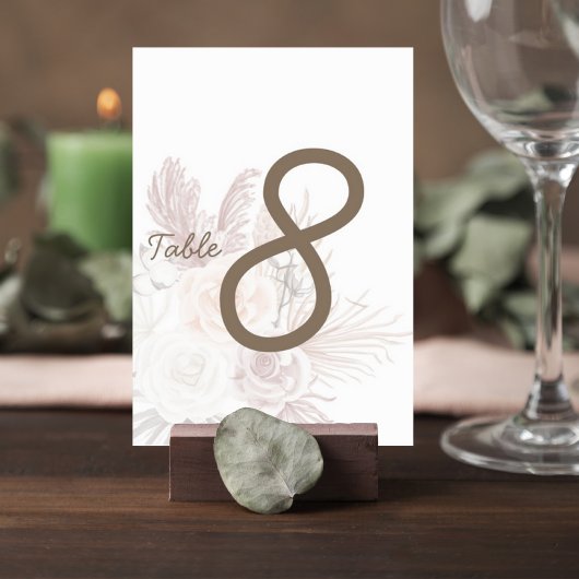 Blush Pampas Grass Wedding Table Number Card Kaart