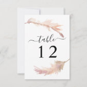 Blush Pampas Grass Wedding Table Number Kaart (Achterkant)