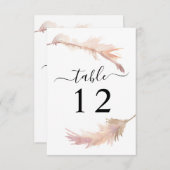 Blush Pampas Grass Wedding Table Number Kaart (Voorkant / Achterkant)