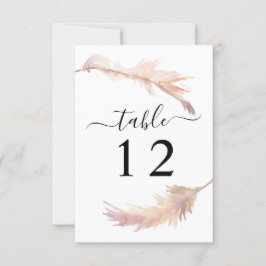Blush Pampas Grass Wedding Table Number Kaart