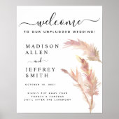 Blush Pampas Grass Wedding Unplugged Welcome Sign Poster (Voorkant)
