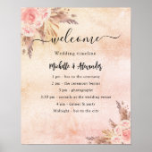 Blush pampas roos floral bruiloft time poster (Voorkant)