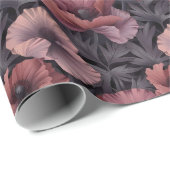 Blush papavers en Paarse gebladerte Cadeaupapier (Rol Hoek)