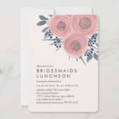 Blush papies Bridesmaids Luncheon Invitation Kaart (Voorkant)