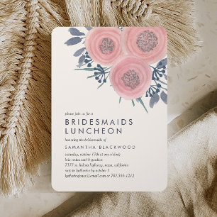 Blush papies Bridesmaids Luncheon Invitation Kaart