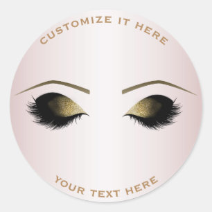Blush Parel Roze Make-up Wimpers Schoonheid Feestj Ronde Sticker