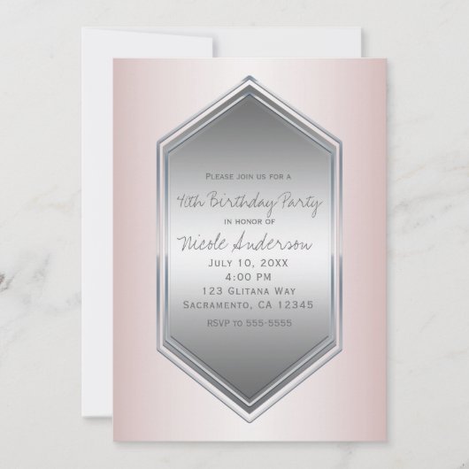 Blush parel roze zilveren verjaardagsfeest elk eve kaart (Voorkant)