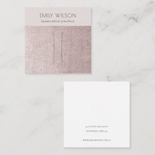 Blush parelleder textuur Haarklemscherm Vierkante Visitekaartje (Voorkant / Achterkant)