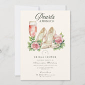 Blush Parels en Prosecco Bruidsfeest Kaart (Voorkant)
