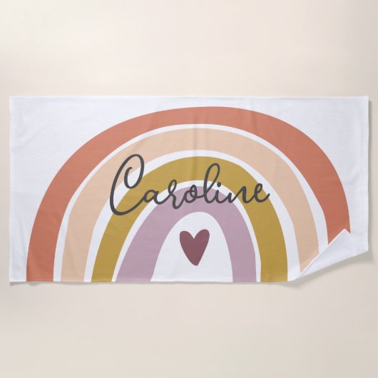 Blush Pastel Boho Rainbow Name Beach Towel Strandlaken (Voorkant)
