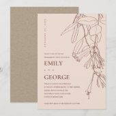 BLUSH PASTEL LINE DRAADLOOS VERLOVING INVITE BEDANKKAART (Voorkant / Achterkant)