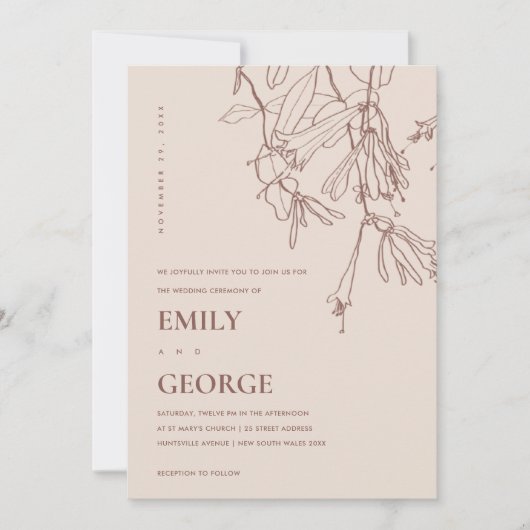 BLUSH PASTEL LINE DRAADLOOS WEDDING INVITE BEDANKKAART (Voorkant)