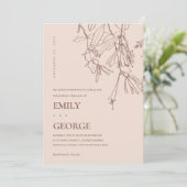 BLUSH PASTEL LINE DRAADLOOS WEDDING INVITE BEDANKKAART (Staand voorkant)