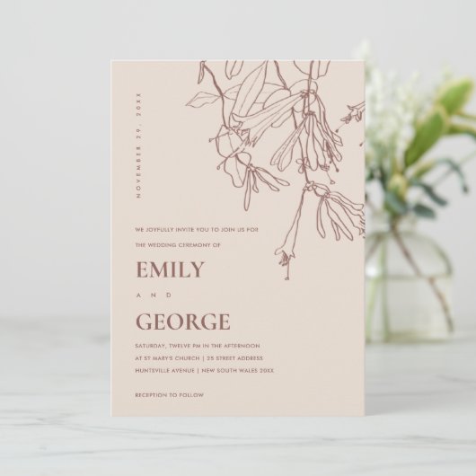 BLUSH PASTEL LINE DRAADLOOS WEDDING INVITE BEDANKKAART (Staand voorkant)