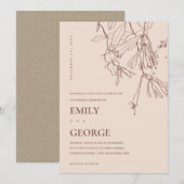 BLUSH PASTEL LINE DRAADLOOS WEDDING INVITE BEDANKKAART (Voorkant / Achterkant)