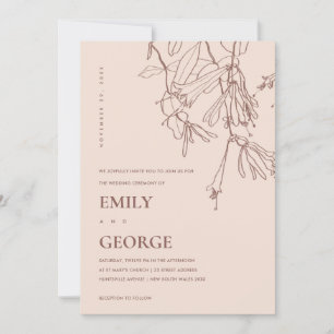BLUSH PASTEL LINE DRAADLOOS WEDDING INVITE BEDANKKAART