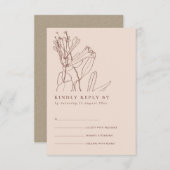 BLUSH PASTEL LINE DRAAIEND FLORAL WEDDING RSVP INFORMATIEKAARTJE (Voorkant / Achterkant)