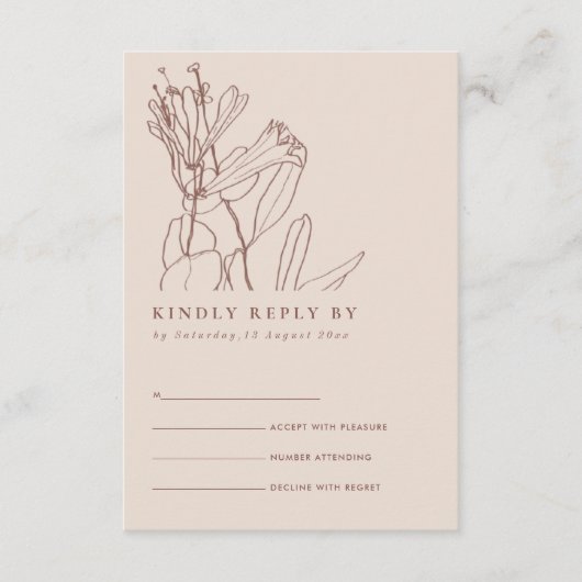 BLUSH PASTEL LINE DRAAIEND FLORAL WEDDING RSVP INFORMATIEKAARTJE (Voorkant)