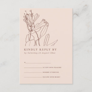 BLUSH PASTEL LINE DRAAIEND FLORAL WEDDING RSVP INFORMATIEKAARTJE