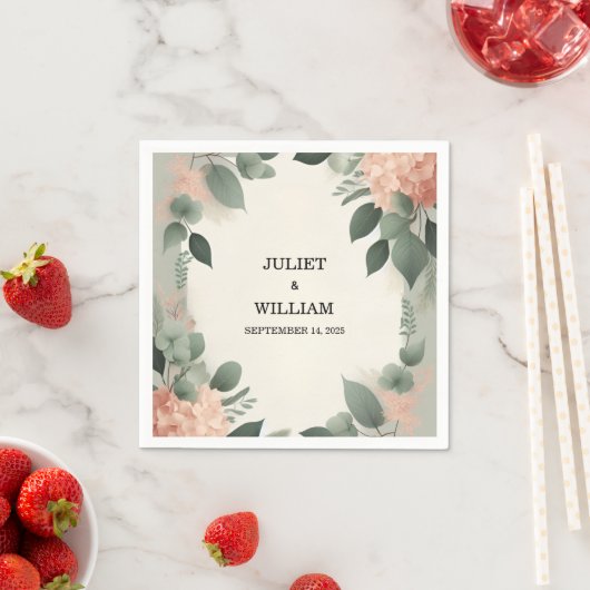 Blush pastel perzik munt mos salie groen bruiloft servet (Insitu)